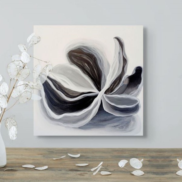 Black and white floral painting